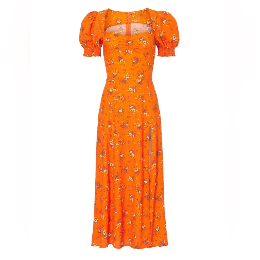 NWT Reformation Lacey Dress in Floral Orange color - Picture 2 of 7